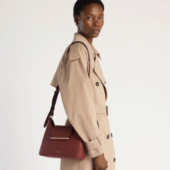 Strathberry Luxurious Burgundy Shoulder Bag with Gold Detail - Picture 7 of 9